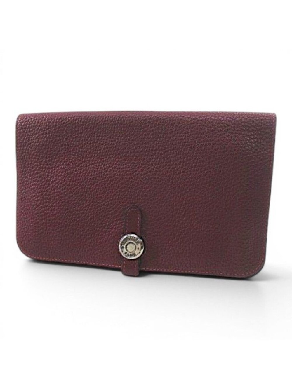Hermes Dogon GM Wallet Silver Bordeaux Leather